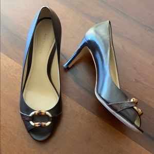 Vintage Chocolate Brown Peep Toe Heels